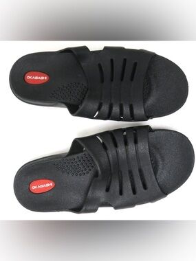 Okabashi Men's Slip On Sandals Size XXL. (12) Black Sturdy Arch Support